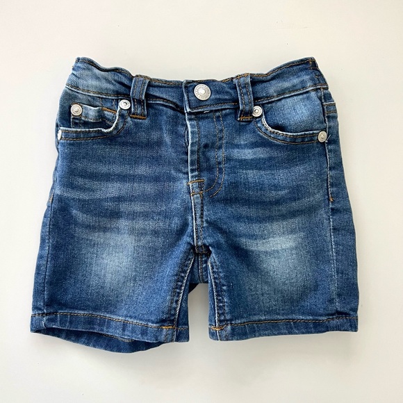 7 For All Mankind Toddler Boys Two Piece Striped Shirt And Denim Shorts - Picture 5 of 6